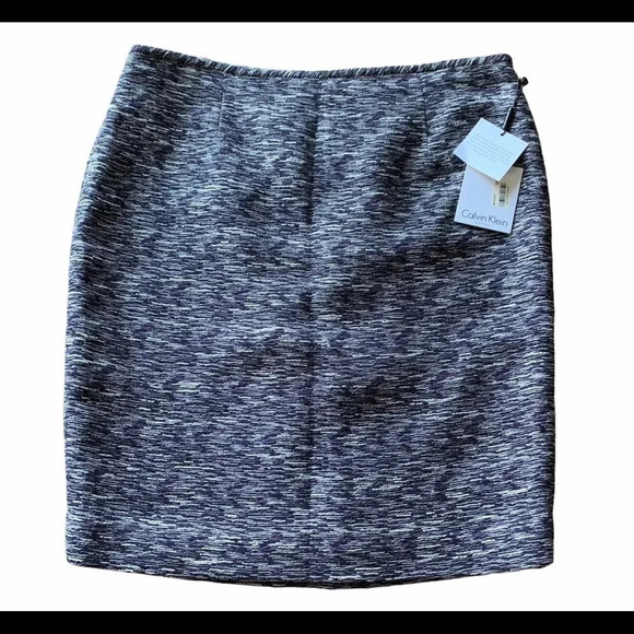 Calvin Klein Career Professional Tweed Pencil Skirt Lined Back Zip Size 14P NWT